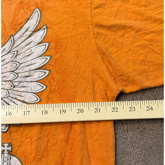 Avirex Tee Mens Large L Orange Graphic Eagles Coat of Arms JNCO Style - Picture 7 of 10